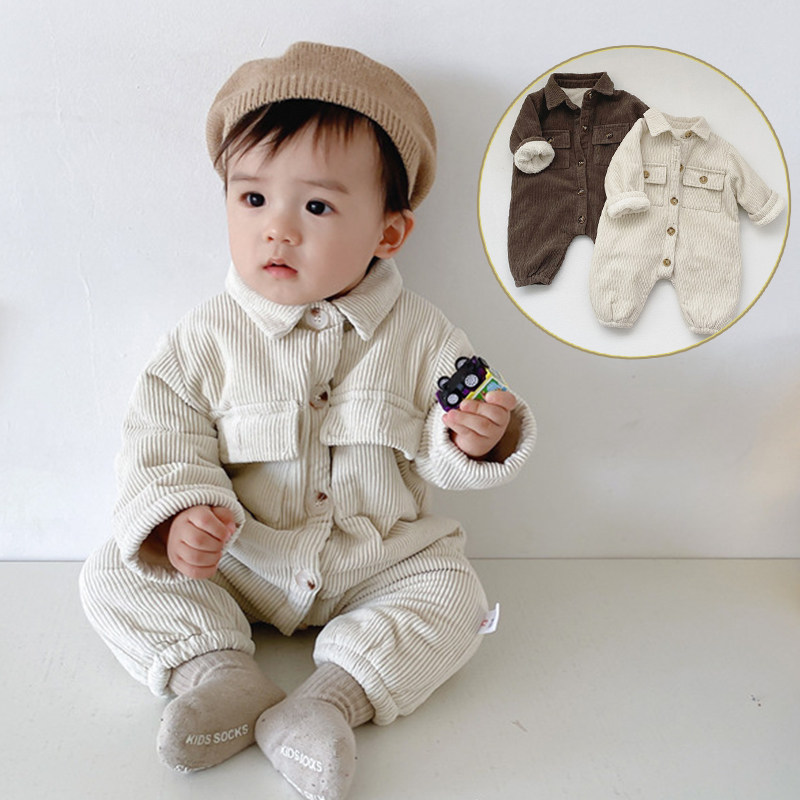 2021 autumn and winter ins new baby corduroy jumpsuit outside clothing for boys and girls casual climbing coat