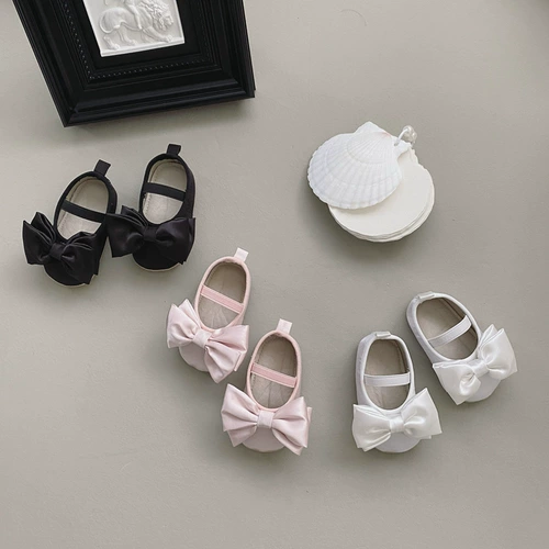 Детская обувь для девочек, детские туфли с бантиком, нескользящий шнурок-держатель для принцессы, осенняя, в западном стиле, мягкая подошва