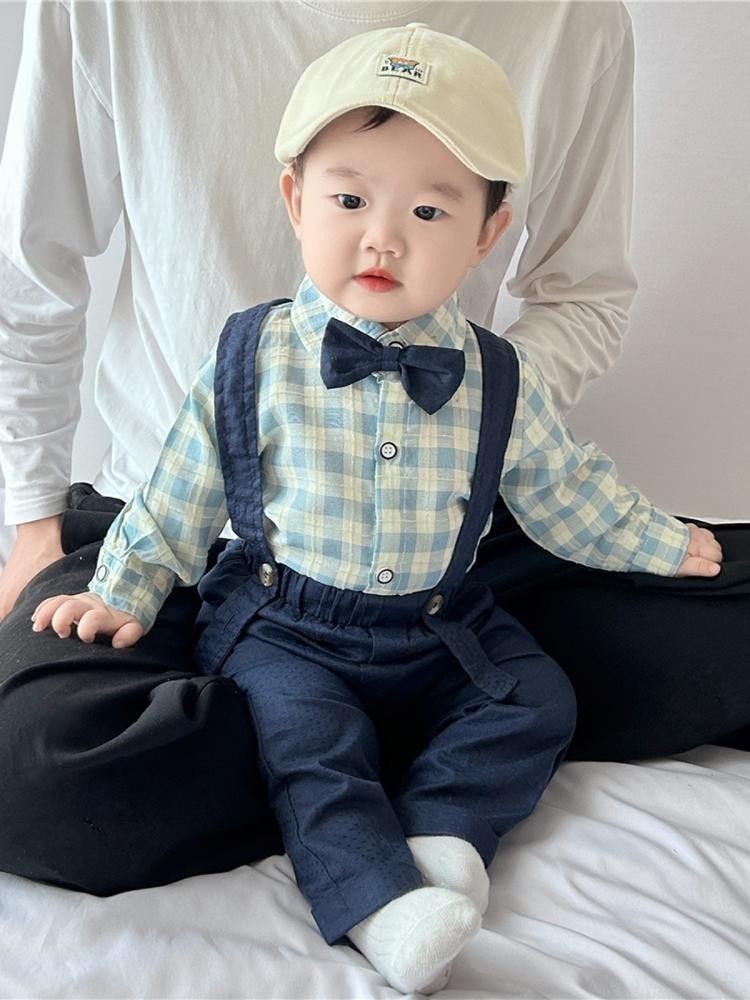 Children's Clothing Summer One-Year-Old Short Sleeve Suspenders Western Style Shirt — 2