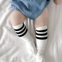 Spring and autumn baby tube socks Knee-high childrens socks Cotton socks Baby wild striped tube socks