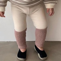 Korea ins Childrens clothing Infant cotton leggings for men and women Simple contrast color wild fake two pants