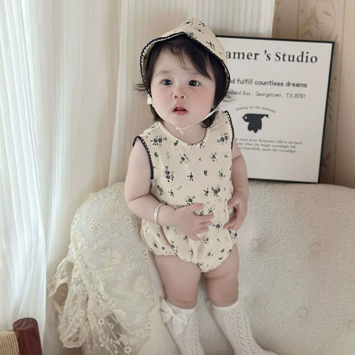 Детский комбинезон, тонкая летняя одежда, боди для девочек, жилет без рукавов, детская одежда, цветочный принт