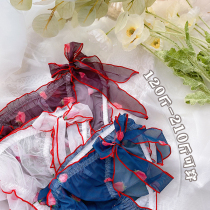 Size sexy panties female size fat mm 200 pounds Japanese mesh ribbon mid-waist fat plus plus size girl