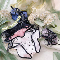 Plus size panties women fat mm mid-rise sexy mesh polka dot flocking cutout beauty waist plus fat plus size womens panties