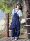 Hope Studio Japanese Ami khaki retro denim overalls ສໍາລັບຜູ້ຊາຍແລະແມ່ຍິງ jumpsuits ທໍາມະດາສີຟ້າເຂັ້ມ