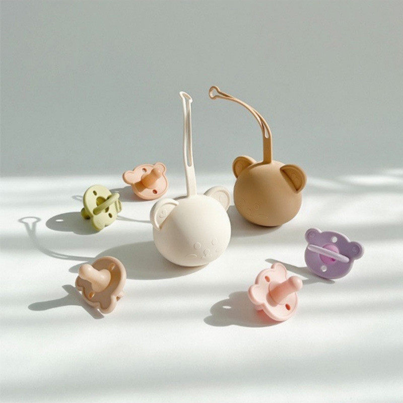 Korean Baby Pacifier Box Baby Stroller With Mommy Bag Pendant Small Bear Silicone Appeasement Pacifier Containing Box-Taobao