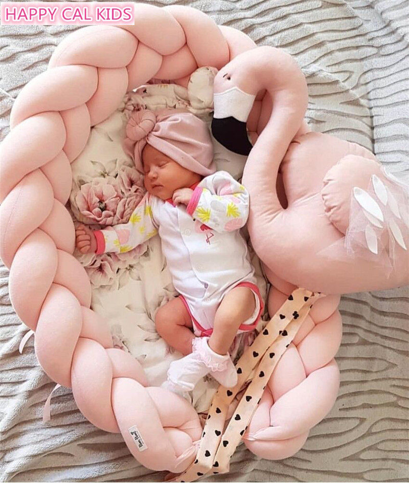 Full cotton woven folding portable crib in bed bionic removable and washable manual enclosure solid protective crib