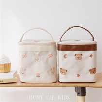 ins Korean style embroidered bear and rabbit thermal bag childrens lunch bag portable picnic mommy bag