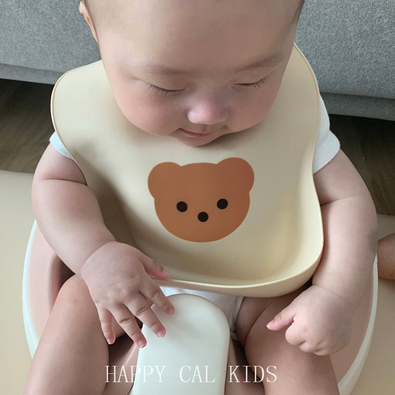 ins South Korean Cubs Baby surrounding pocket Silicone Saliva saliva Eating Around Pocket Ultra Soft Anti-Dirty God Instrumental Baby Eating Pocket