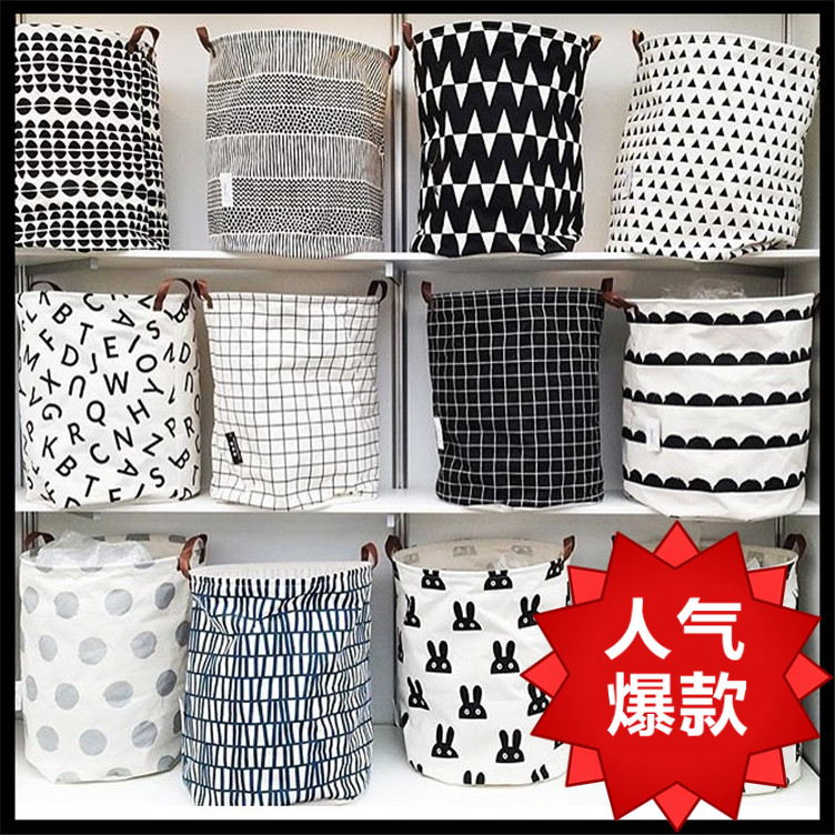 Ins and America Children's room Toys canvas collection bag Home genuine leather handle Standing Debris Finishing Bag