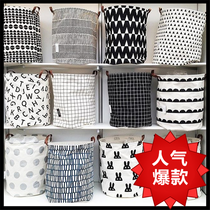 ins Europe and the United States Childrens room toys canvas storage bag Home leather handle can stand debris finishing bag