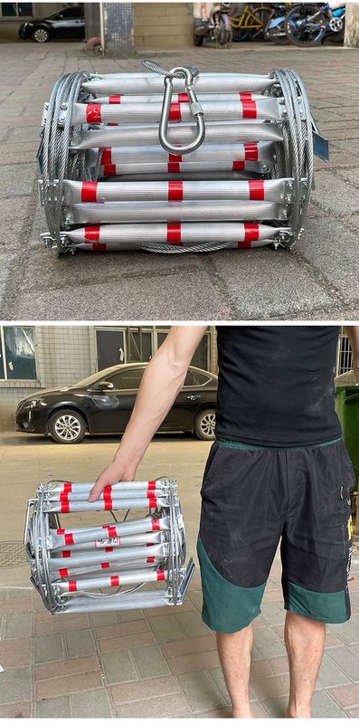 thang dây thoát hiểm 15m Hợp kim nhôm dây mềm thang lửa dây mềm thang lửa cứu sinh thang an toàn leo nhà ngoài trời ký túc xá cố định bộ dây thoát hiểm dây thang thoát hiểm