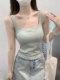 Gentle Cream-Colored Square-Neck Camisole with Chest Pads for Women, New Summer Slim-Fit Tank Top, Trendy Base Shirt for Women