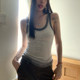 Sexy Color-Blocked Vintage Gradient U-Neck Tank Top for Women, New Summer Korean Style Slim Fit Sleeveless T-Shirt for Trendy Girls