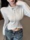 Designed with a Unique Style, Studded Slim-Fit Long-Sleeve Cardigan for Women, New Spring Model, Spicy Girl Style, Double Zipper, Stand Collar, Irregular Top