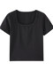 Basic Solid Color Square Neck Collarbone-Exposing Short-Sleeved Bottoming Shirt for Women, New Summer Korean Style Slim Fit Short Top