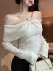 Sweet and Pure Style Mesh Splicing One-Shoulder Long-Sleeved T-Shirt for Women, New Winter Style with Bow, Hollow Back Top
