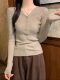 Korean Style Button V-Neck Slim Fit Soft Knit Sweater for Women 2025 Autumn New Simple and Stylish Long-Sleeve Base Sweater