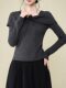 Twisted Three-Dimensional Floral Design Square-Neck Long-Sleeve Knit Sweater for Women, New Winter Style, High-End Gray Slim-Fit Top