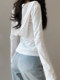 Casual White Casual V Neck Hooded Bamboo Cotton Jacket for Women Spring New Korean Style Zipper Slim Fit Sun Protection Cardigan