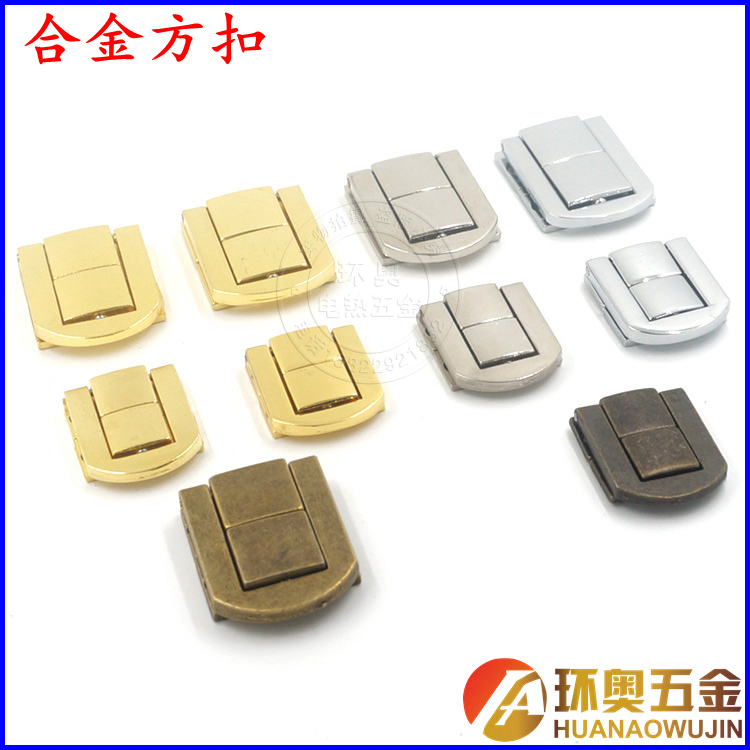 High-end Hardware Lock Gift Box Button Padlock Alloy Case Buckle Wooden Case Buckle Sized Square Button Gold Silver Cyan-Taobao