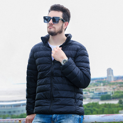 秋冬轻薄羽绒服男立领短款