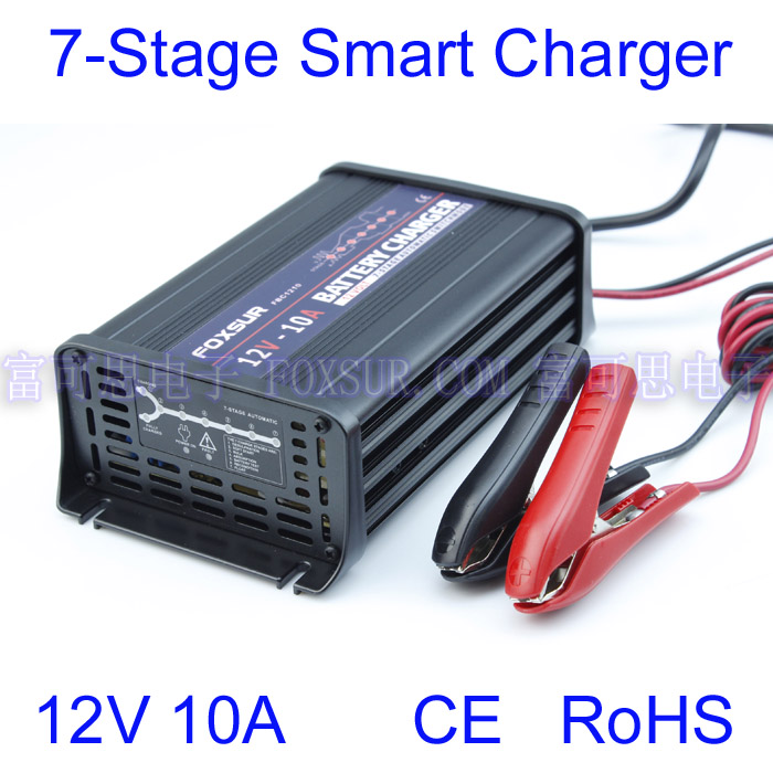 Foxsur 12V 10A 7-stage smart Lead Acid Battery Charger