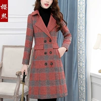 Шерстяное шерстяное пальто, длинная зимняя приталенная куртка, средней длины, 2019, в корейском стиле
