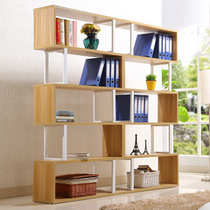 Special offer simple steel and wood bookshelf wine cabinet display cabinet partition screen bookcase bookcase multi-layer storage rack combination