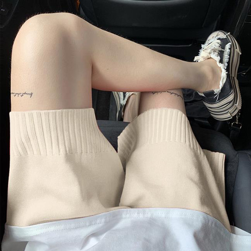 Pregnant women's shorts wear women's summer thin ice silk knitted wide legs fashion loose slimming base five spring and autumn