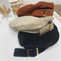 Childrens 21 new autumn and winter corduroy berets male and female Baby Mori foreign style Joker hats
