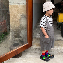 Muchenjia 2021 boys summer new solid color cotton trousers small children Foreign style leisure straight ankle-length pants