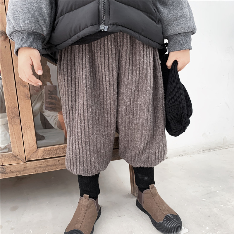 Boys 2021 new winter dress for children in the baby's baby's pie warm beam broad leg pants