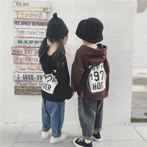 Boy 2021 new autumn women baby tide version hooded sweater small child loose handsome pullover coat coat