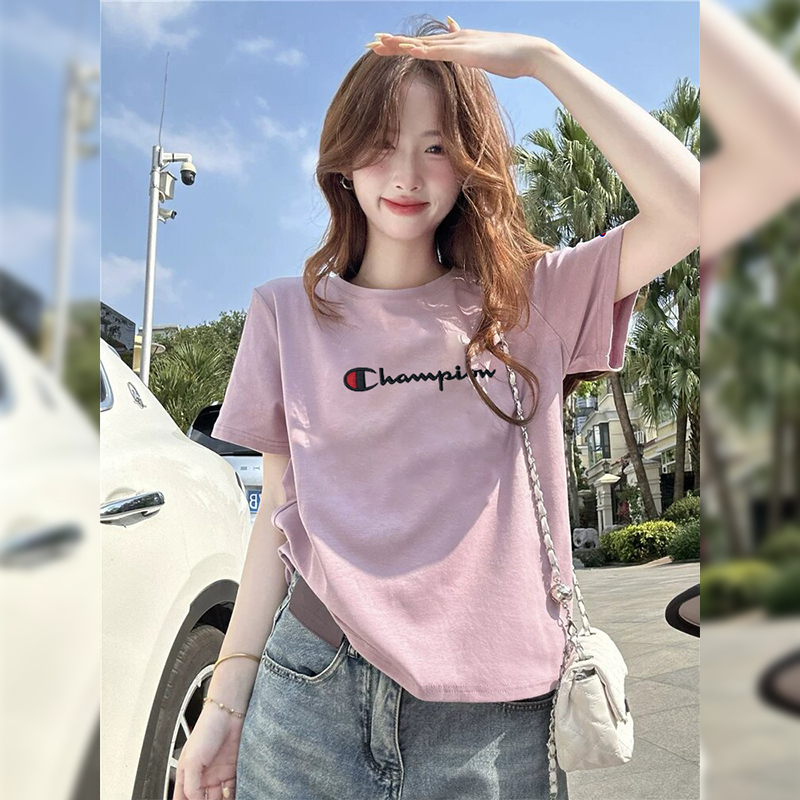 Japanese Trendy Brand Champion 2026 Summer Light Purple Shoulder Embroidery Short-Sleeve T-Shirt for Women, Loose Fit, Age-Reducing Top Japanese Trendy Brand Champion 2026 Summer Light Purple Shoulder Embroidery Short-Sleeve T-Shirt for Women, Loose Fit, Age-Reducing Top