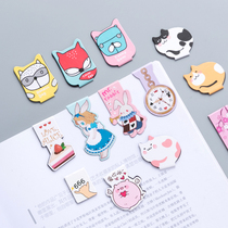 Children cartoon rabbit magnetic bookmarks double-sided cute pink pig magnet book clip students with book clip simple stationery