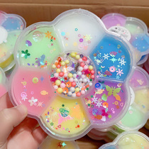 Flower bubble glue 8 grid a large box of slime children Net Red Girl Heart Crystal mud transparent safety toy