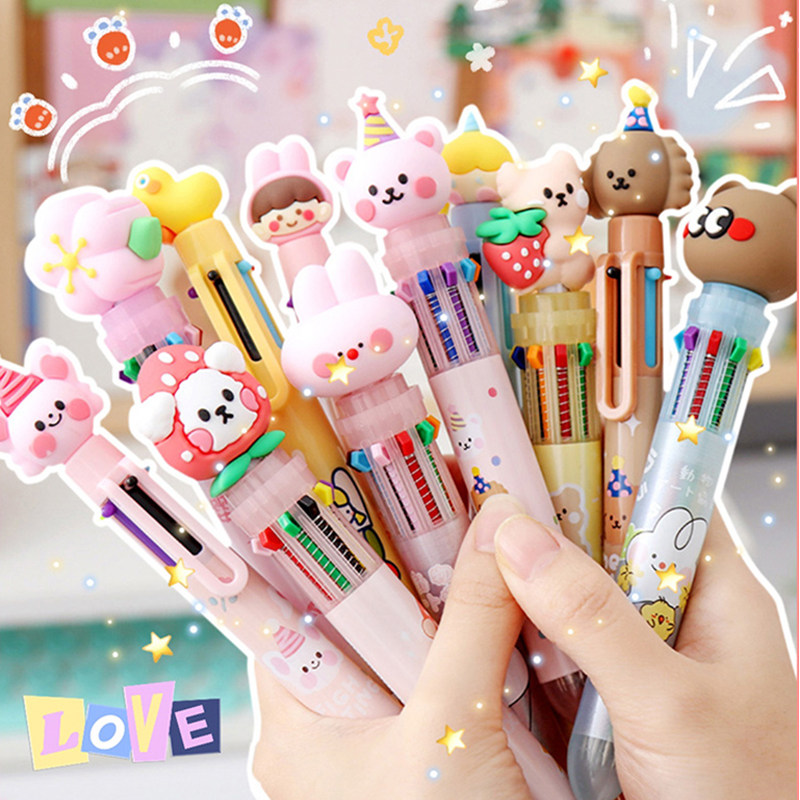 Cartoon Rabbit Ten Color Ballpoint Pen Cherry Pollen Press Gel Pen Students Take Notes With Color Pen Girl Marker
