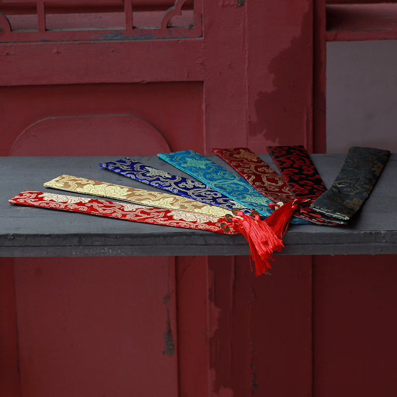 Bianlong fan sleeve brocade men's ancient style handmade beaded embroidered fan bag 8 inch 9 inch 10 inch silk cloth bag folding fan