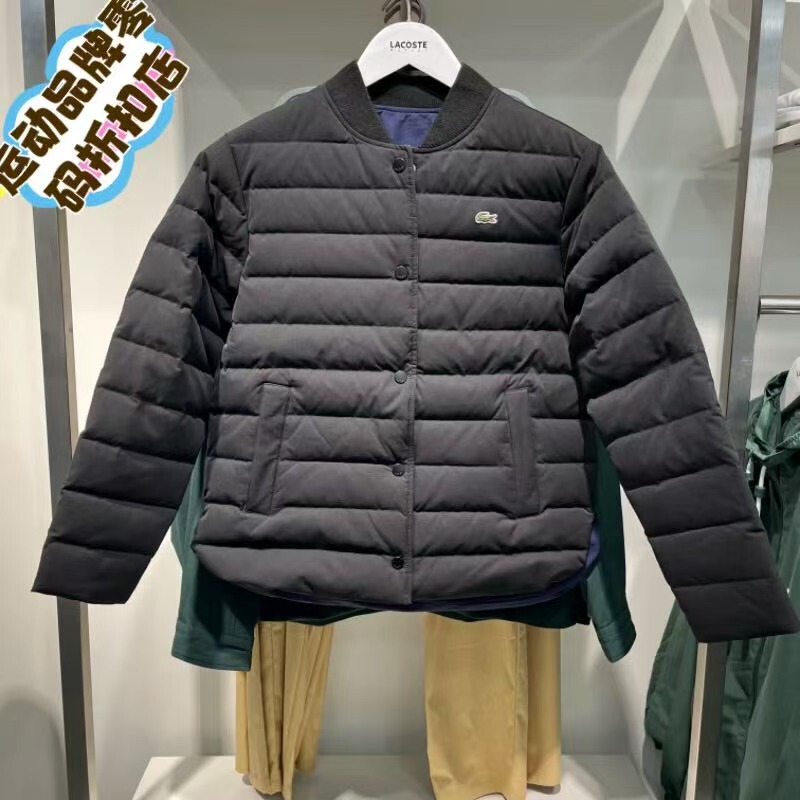 Lacoste French Crocodile 2024 Winter Women's Reversible Baseball Collar Goose down Jacket Bf9337 Lacoste French Crocodile 2024 Winter Women's Reversible Baseball Collar Goose down Jacket Bf9337