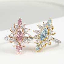 Artificial Blue Diamond artificial pink diamond ring 18k platinum synthetic color diamond stud earrings pendant bracelet necklace jewelry customization