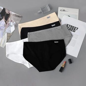 5 pack of underwear pure cotton seamless breathable women's briefs large size student simple girl comfortable korean style underwear