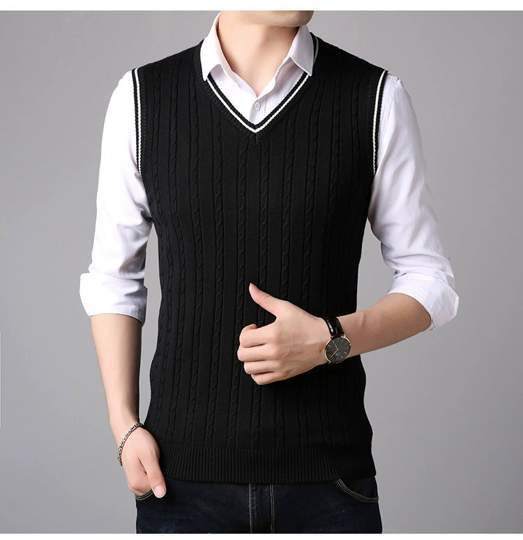 Mùa thu và mùa đông mỏng tay áo len vest nam v-cổ đan vest vest vai thanh niên Hàn Quốc áo vest nam triều áo vest nam thời trang