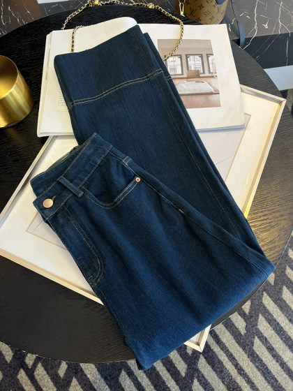 镇店王牌！直直腿~复古阔腿牛仔裤女2025春季宽松高腰拼接直筒裤