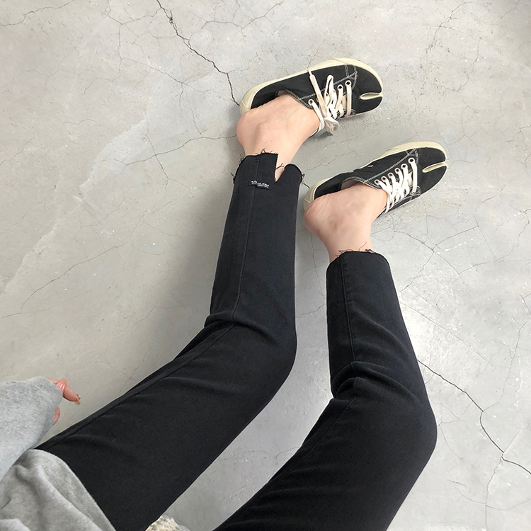 Version type TINY PANTS FEET OPEN FORK JEANS WOMEN STRAIGHT DRUM LOOTERS 2022 SPRING NEW DISPLAY SLIM SMOKE TUBES PANTS 90% PANTS