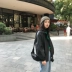 Áo khoác da skinny Skinny nữ 2018 mới màu đen retro áo khoác chic chic áo sơ mi PU lỏng lẻo áo da butuni Quần áo da