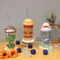 Spot Fantasy 14 shark catfish water glass straw cup FF14 perimeter Fantasy water glass