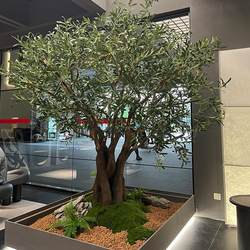 Large Artificial Olive Tree Landscaping Fake Tree Indoor Display Window Tea Room Courtyard Plant Soft Decoration Fake Green Plant Ornament Decoration