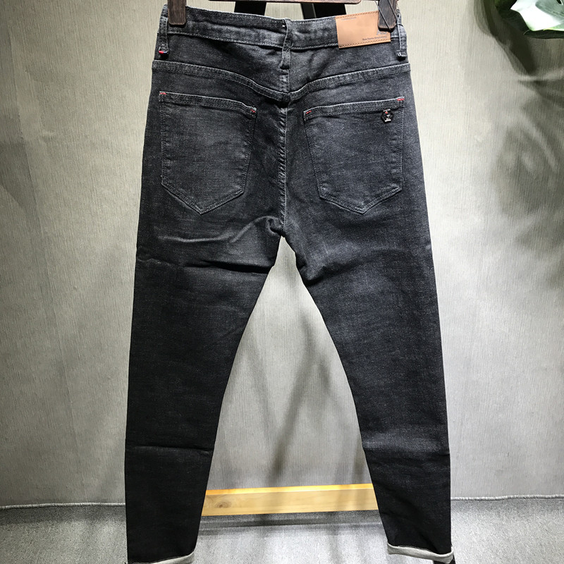 Dòng chữ nam thu đông mới phiên bản Hàn Quốc của người tu luyện retro cũ thêu chân đen quần jeans dài anh chàng xã hội đỏ nhanh quần thể thao