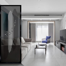 Art Changhong tempered glass screen partition entrance wall Simple modern living room double-sided matte translucent flying bird